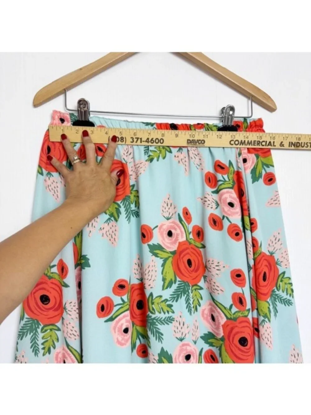 Anthropologie Skirt with Red and Pink poopies Floral Design Small